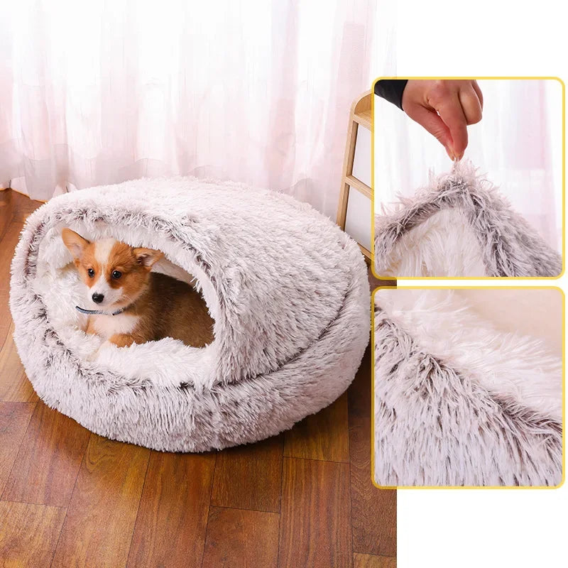 Cat Bed Cave for Indoor Donut Self Warming Small Dog Bed Anti-anxiety for Winter