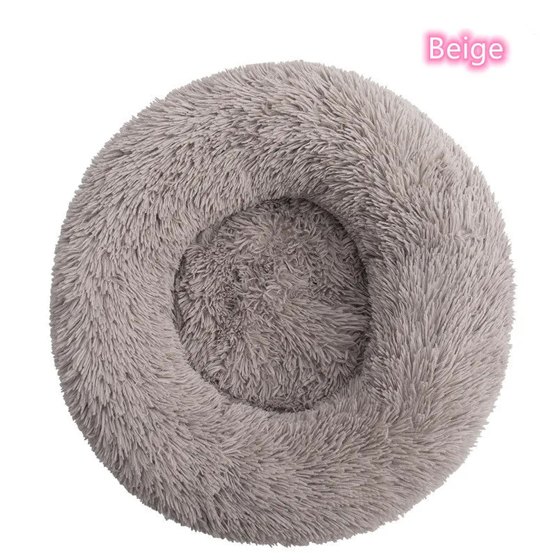 Calming Plush Cat Bed Warm Washable Donut Cushion for Indoor Pets