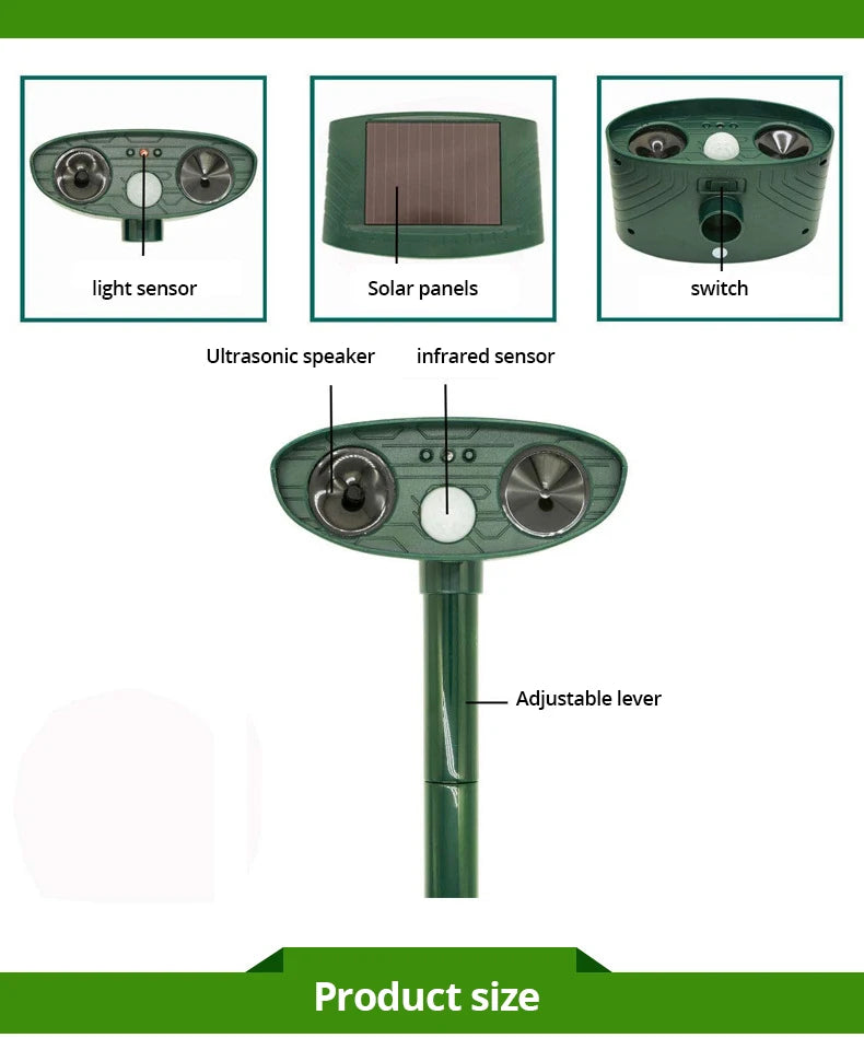 Solar Ultrasonic Animal Repeller for Cats & Dogs