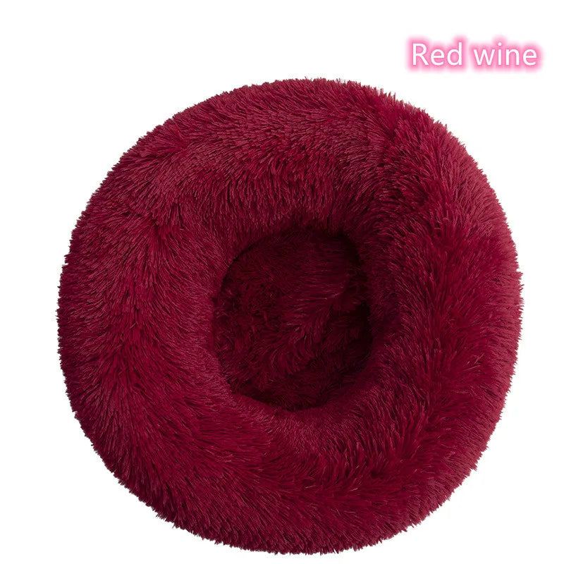 Calming Plush Cat Bed Warm Washable Donut Cushion for Indoor Pets