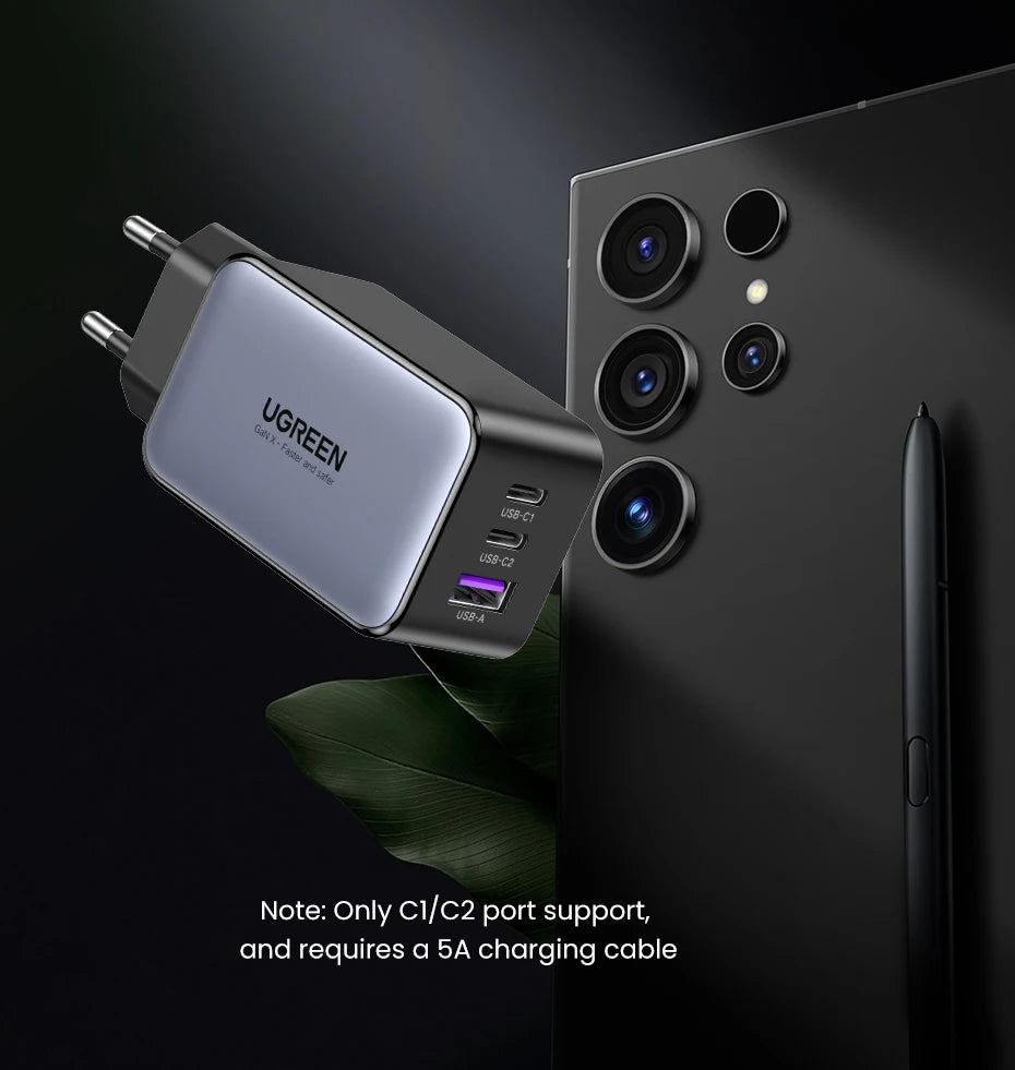 65W GaN Charger Quick Charge 4.0 3.0 USB C Charger for iPhone