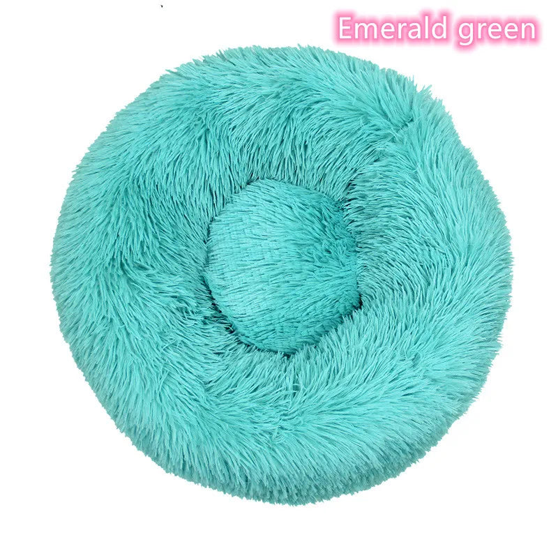 Calming Plush Cat Bed Warm Washable Donut Cushion for Indoor Pets