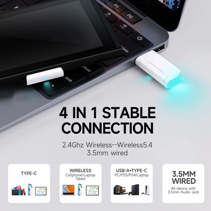 Picun G2 2.4GHz Bluetooth Wireless Gaming Headset For PC PS4 PS5 Phone Switch 5ms Low Latency 7.1 Surround Wired Headset ENC Mic