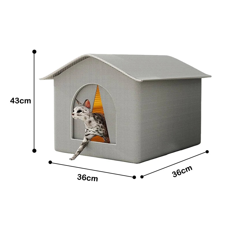 Waterproof Outdoor Cat House Weatherproof Shelter for Stray Cats Year-Round Protection