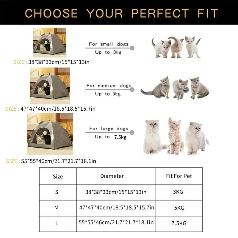 Indoor Cat Cave Bed Warm Pet House for Cats Small Dogs