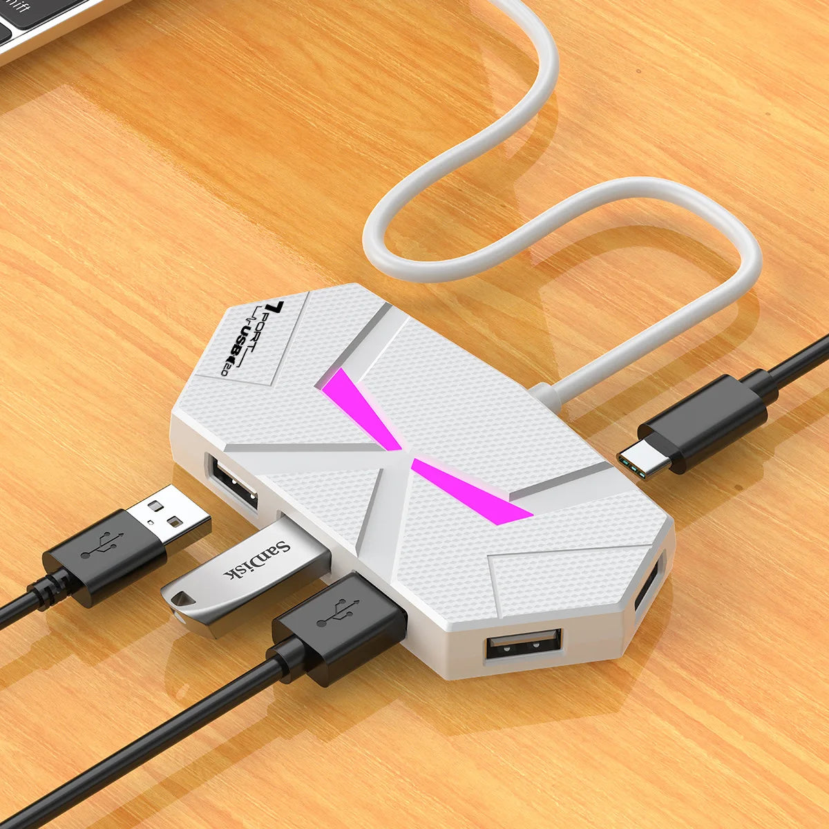 HUB 7-port Compatible USB2.0 Expansion Splitter