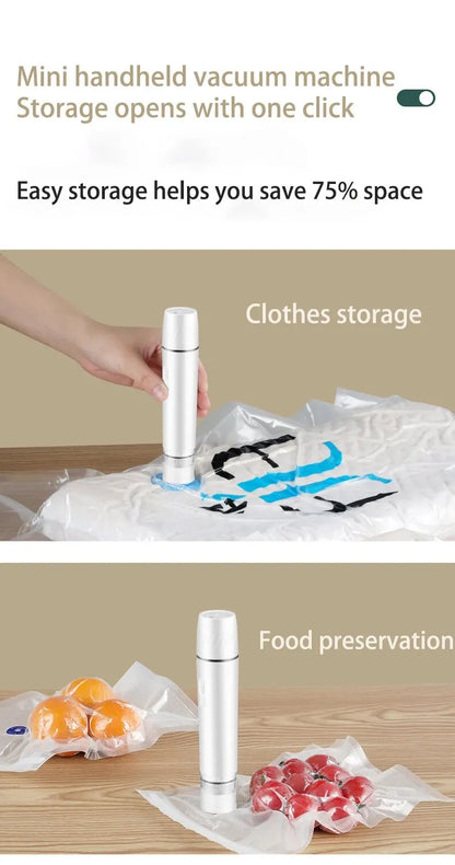 Mini Handheld Vacuum Sealer Machine Kitchen Vacuum Packer Machine Small Sealing Machine Portable USB Electric Food Vacuum Sealer