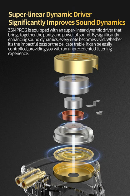 KZ ZSN Pro 2 Hybrid Drive 1BA 1DD in Ear Earphones HIFI Bass Headset Monitor Earbuds Sport Game Headphone EDXPROX ZS10PRO