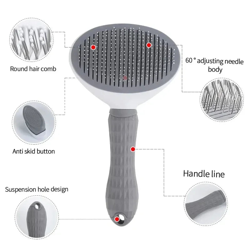 Cat & Dog Hair Removal Slicker Brush with Anti-Slip Handle