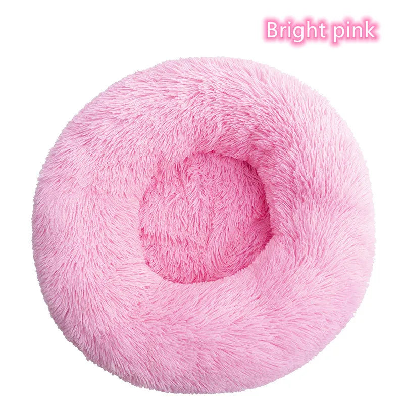 Calming Plush Cat Bed Warm Washable Donut Cushion for Indoor Pets