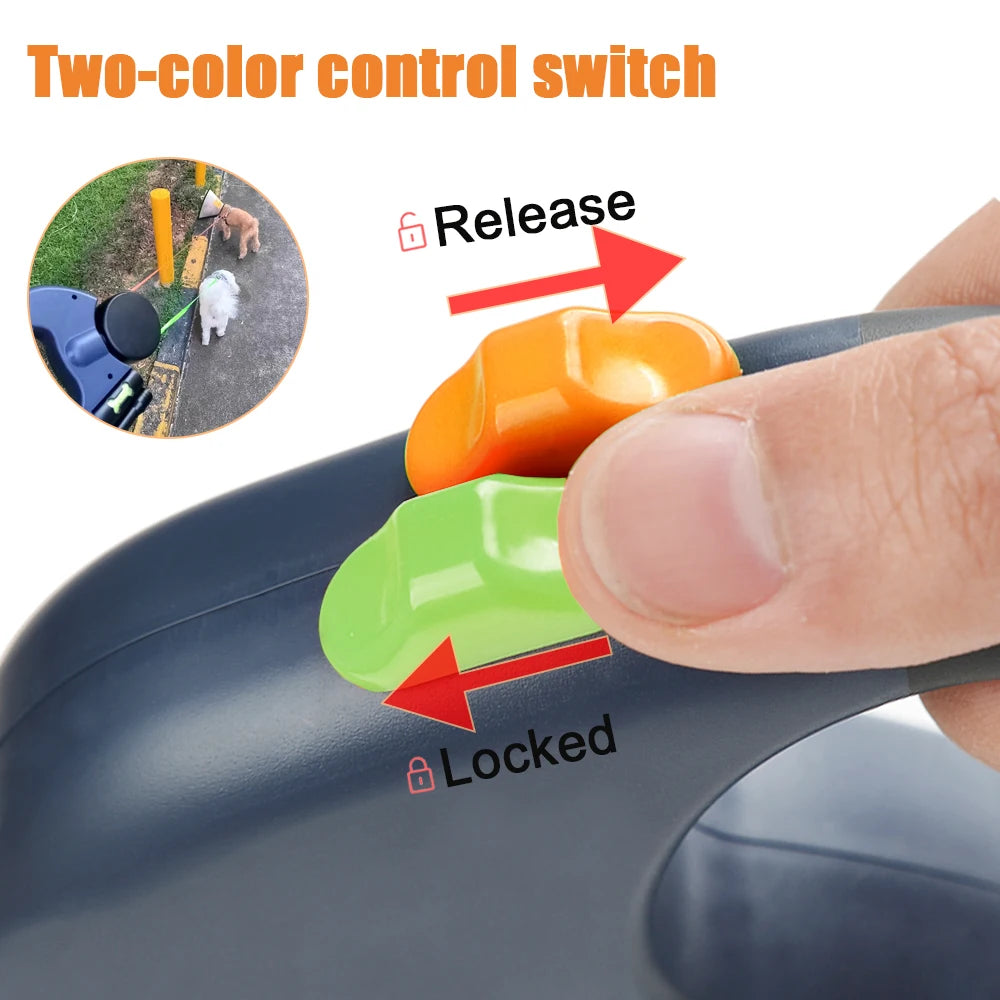3m Retractable Double Dog Leash with Reflective Straps