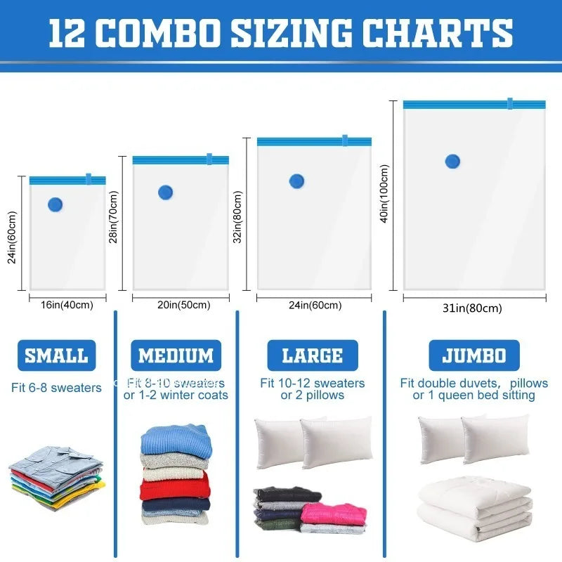 Space Saving Compression Bags for Clothes, Quilts & Bedding (1–10 Pack)