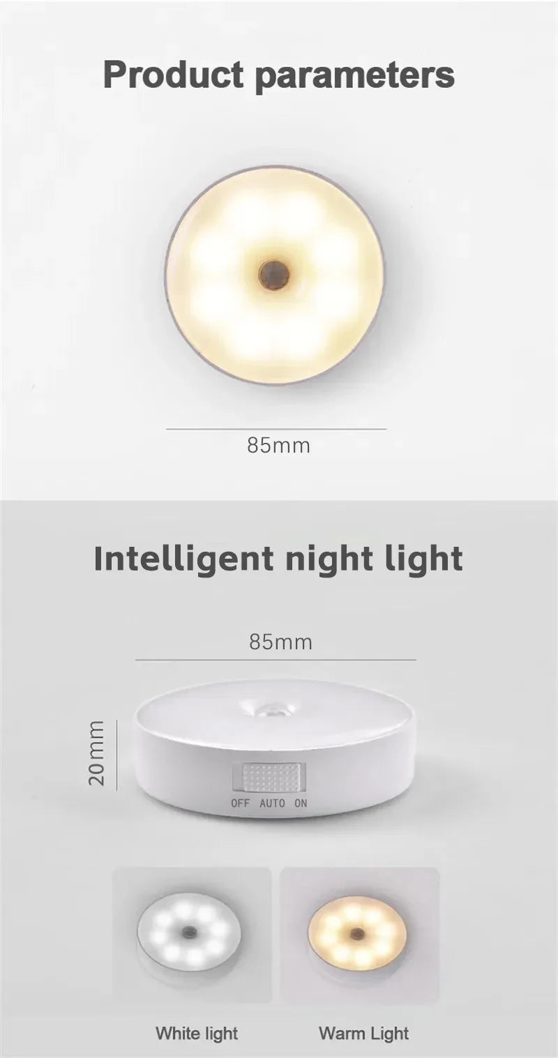 LED Smart Human Body Wireless Magentic Suction Sensor Night Lights Emergency Automatic Lighting USB Charging LED Cabinet Lights
