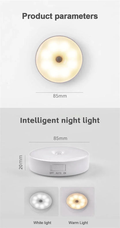 LED Smart Human Body Wireless Magentic Suction Sensor Night Lights Emergency Automatic Lighting USB Charging LED Cabinet Lights