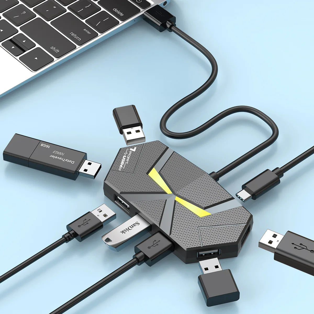 HUB 7-port Compatible USB2.0 Expansion Splitter