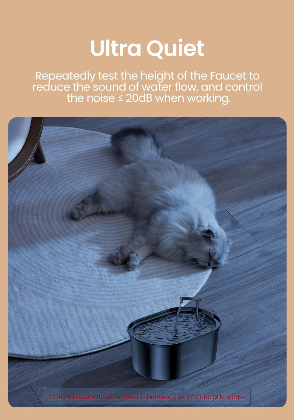 ROJECO 3.2L Stainless Steel Pet Water Fountain