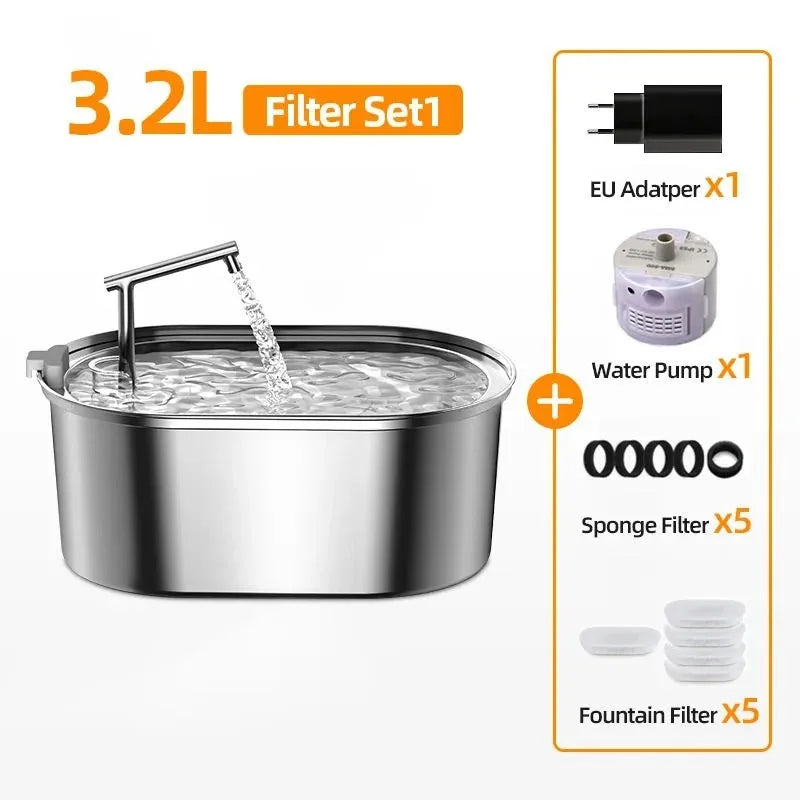 ROJECO 3.2L Stainless Steel Pet Water Fountain