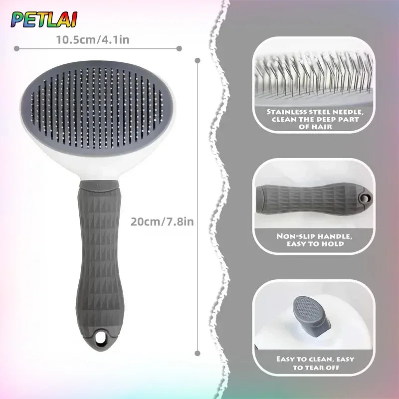 Cat & Dog Hair Removal Slicker Brush with Anti-Slip Handle