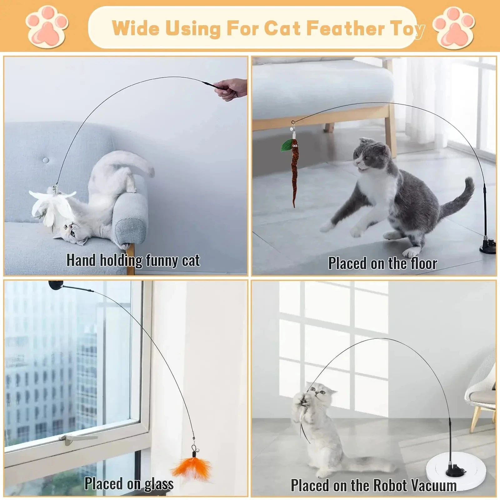 Interactive Feather Bird Cat Toy with Suction Cup