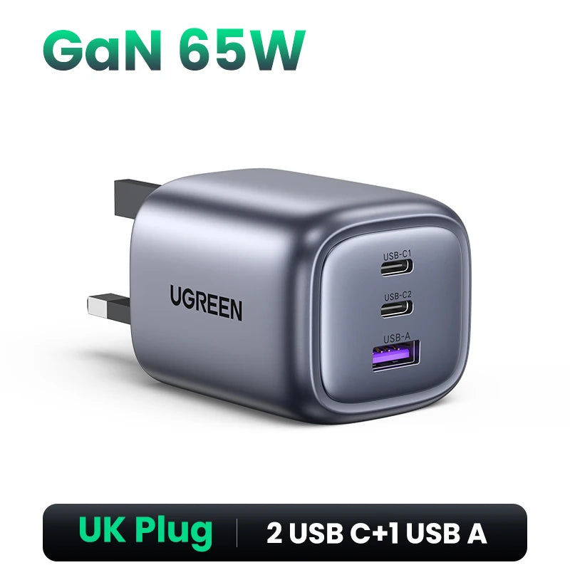 65W GaN Charger Quick Charge 4.0 3.0 USB C Charger for iPhone