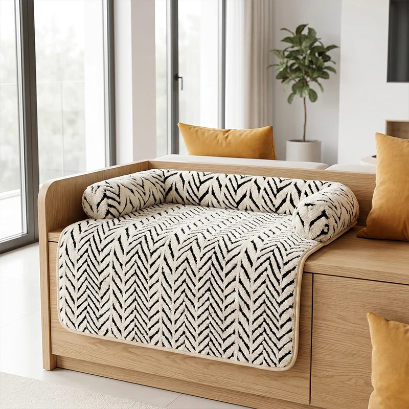 Zebra Plush Cat & Dog Bed Mat