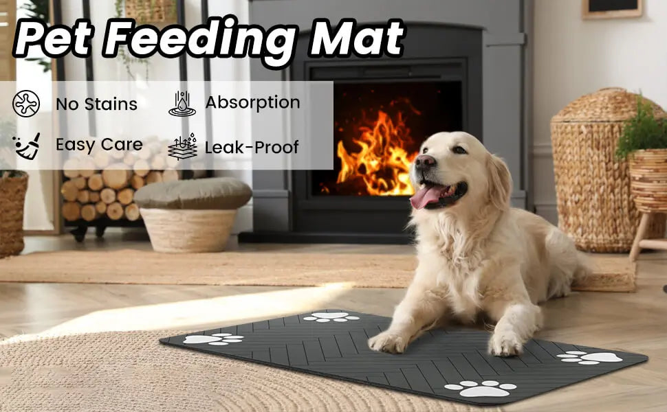 Absorbent Pet Feeding Mat for Dogs & Cats