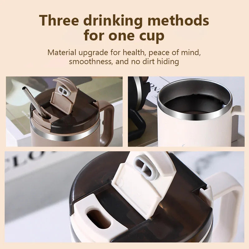 Insulated Coffee Cup 304 Stainless Steel Tea Cup With Tea Strainer Lid Straw