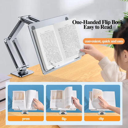 Oatsbasf Laptop Stand Clamp Tablet Hightening Support Holder Book Bracket Desktop Bed Lazy Stand 360°Rotating Hight Adjustable