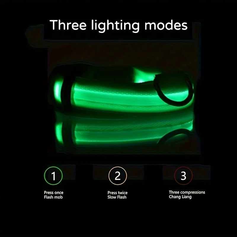 Reflective LED Dog Collar for Night Safety - Durable