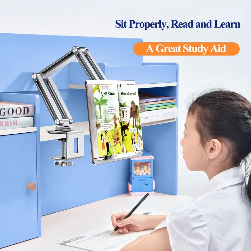 Oatsbasf Laptop Stand Clamp Tablet Hightening Support Holder Book Bracket Desktop Bed Lazy Stand 360°Rotating Hight Adjustable