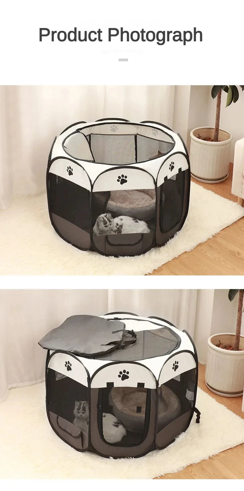 Foldable Oxford Cloth Pet Tent Portable Cat House & Small Dog Playpen