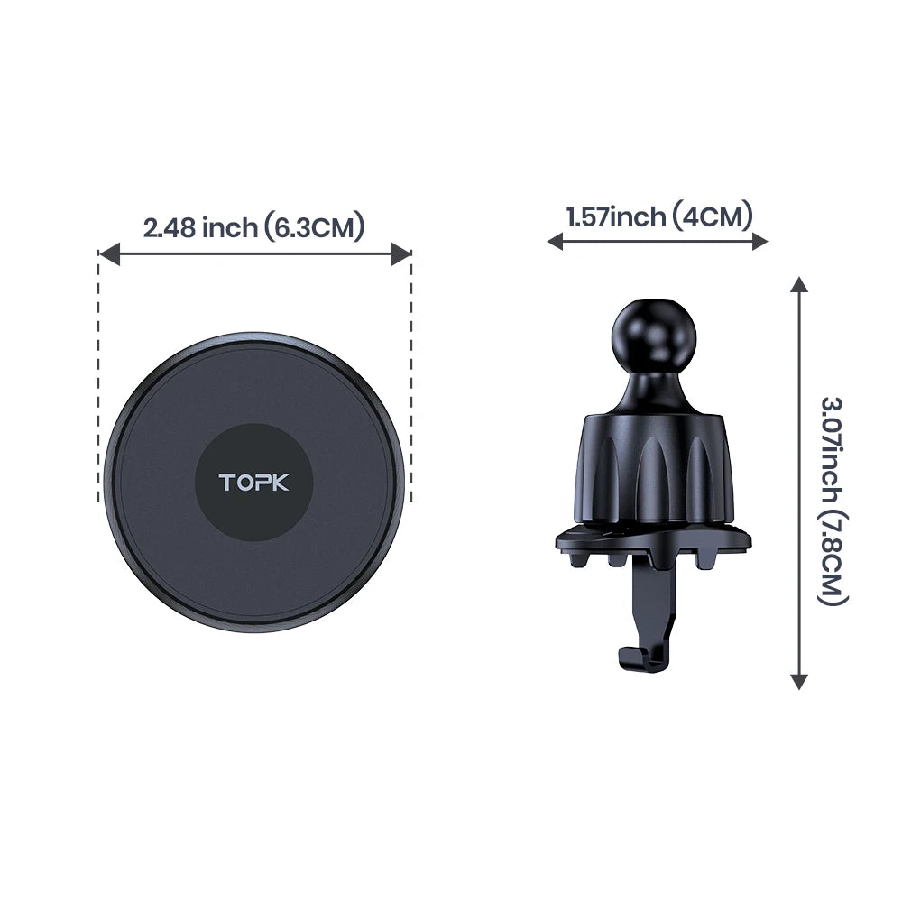 TOPK Magnetic Car Phone Holder Air Vent Mount for MagSafe iPhone & Samsung