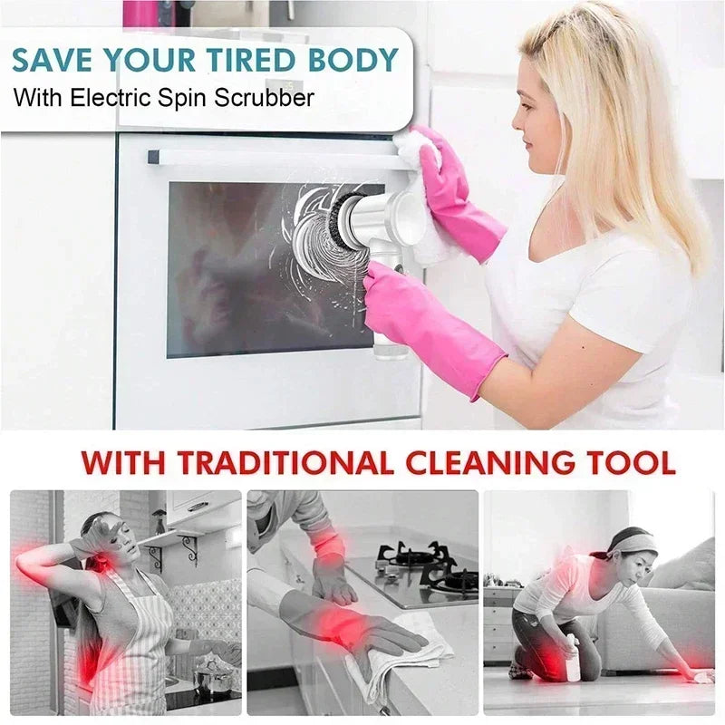 Rechargeable Cleaning Brush with 5 Replaceable Brush Heads