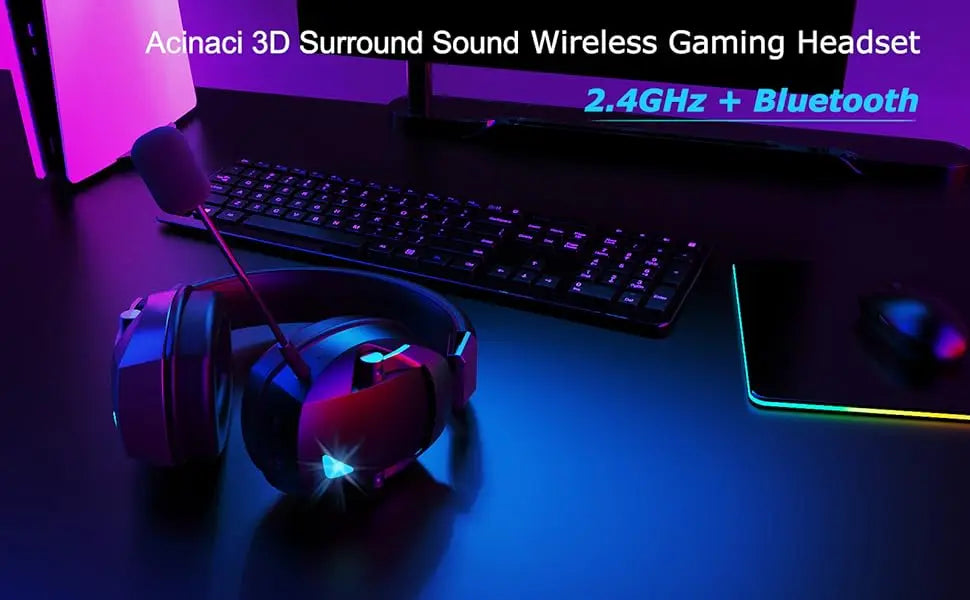Wireless Gaming Headset with Detachable Noise Cancelling Microphone