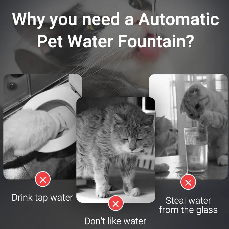 ROJECO 1.5L Automatic Cat Water Fountain Quiet Filtered Pet Water Dispenser