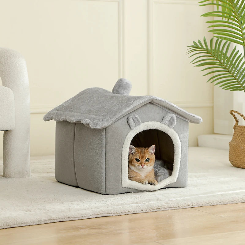 Soft Cotton Cat Bed Cozy Indoor Pet House for Cats Kittens
