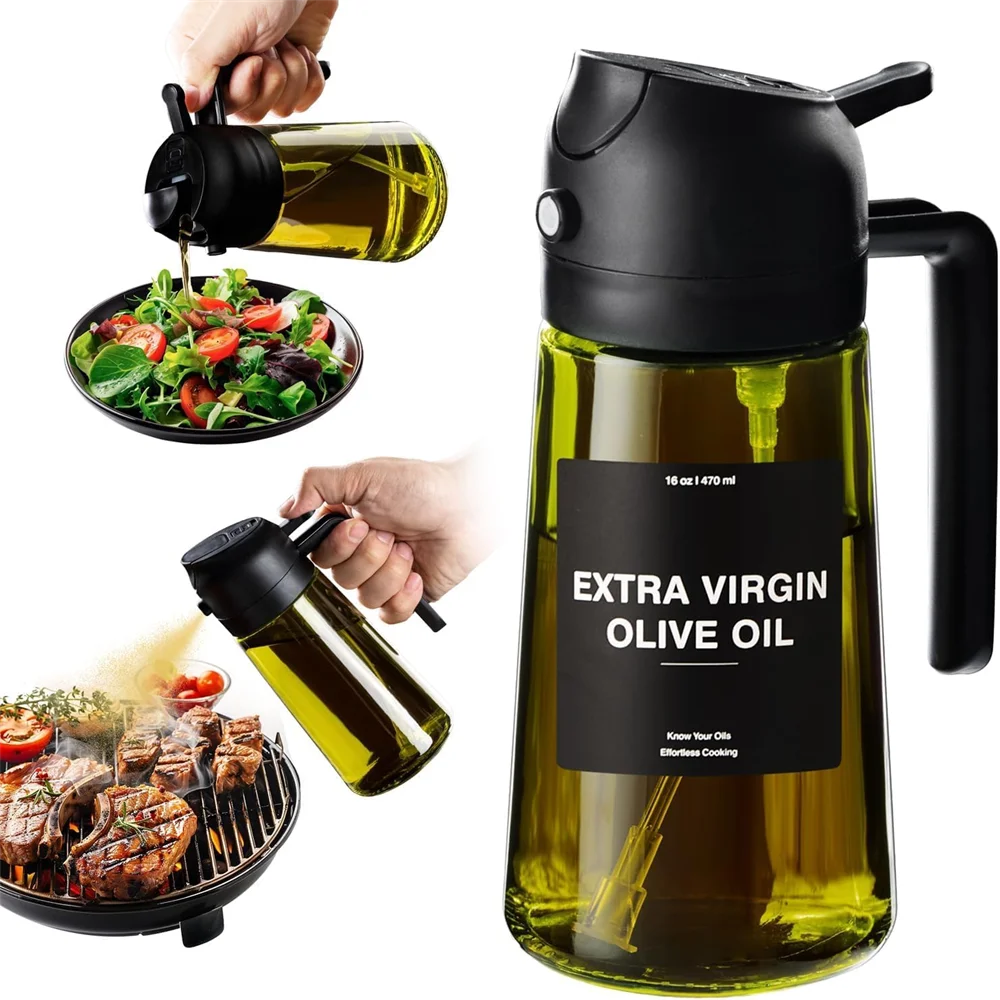 2-in-1 Olive Oil Sprayer & Dispenser Bottle