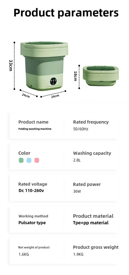 Portable Folding Washing Machine Home Use Integrated 11L Large Capacity Bras Pants Stockings Mini Washing Machine