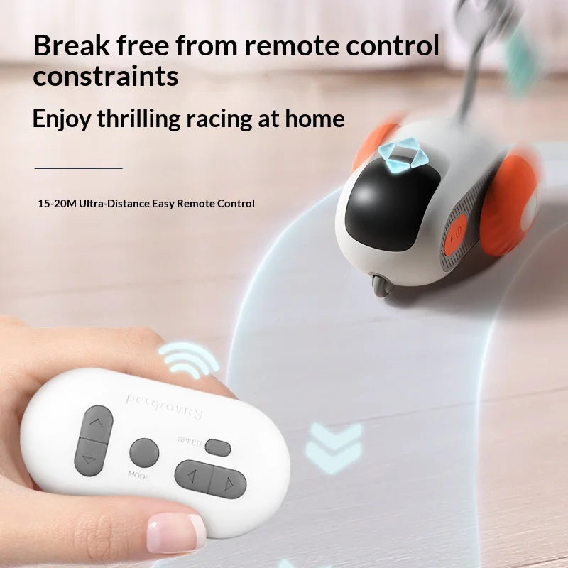 Remote Control Racing Car Cat Toy with Feather Teaser
