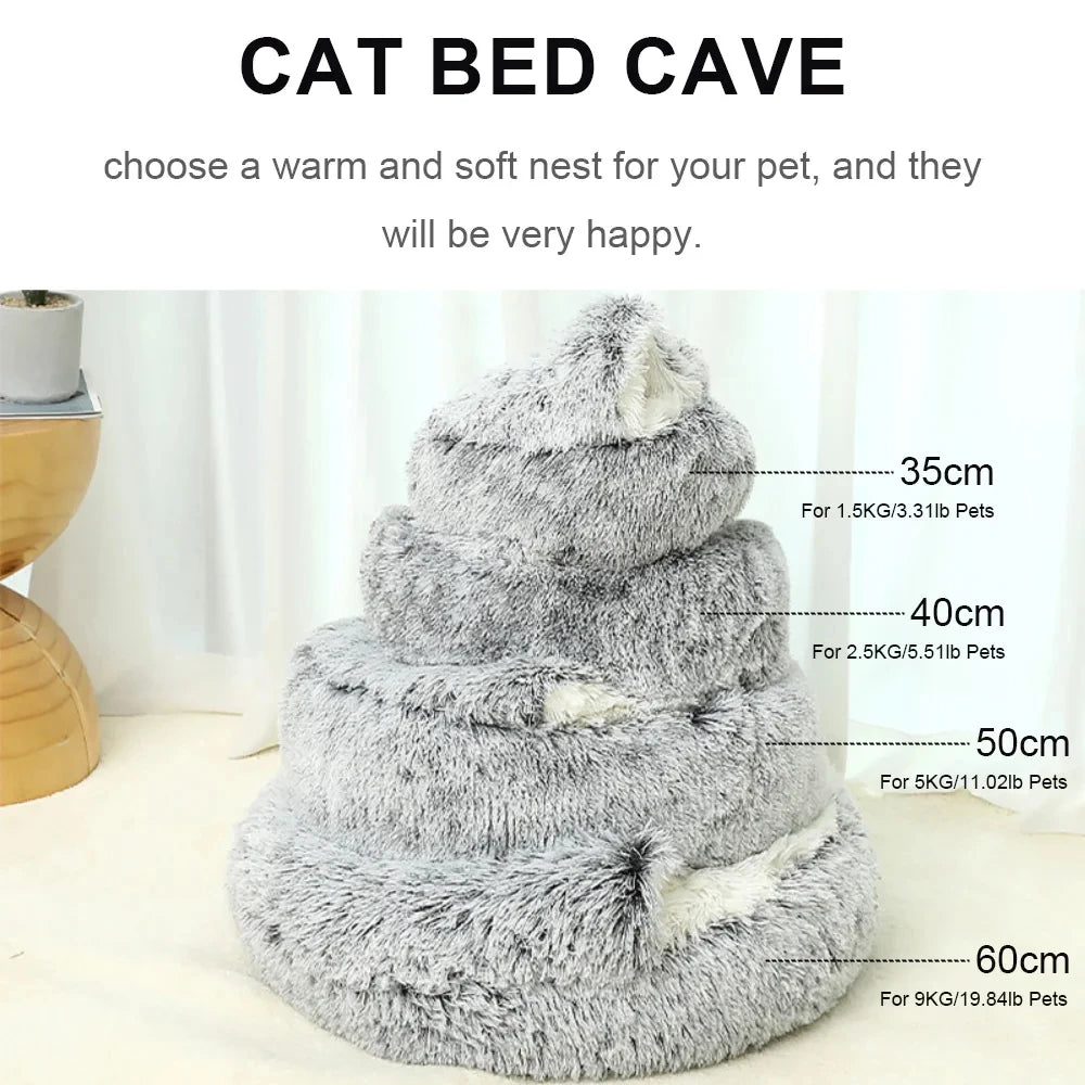 Cat Bed Cave for Indoor Donut Self Warming Small Dog Bed Anti-anxiety for Winter