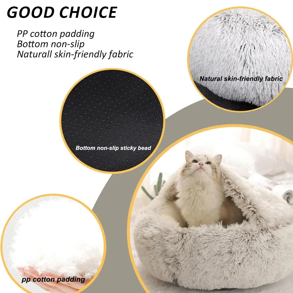 Cat Bed Cave for Indoor Donut Self Warming Small Dog Bed Anti-anxiety for Winter