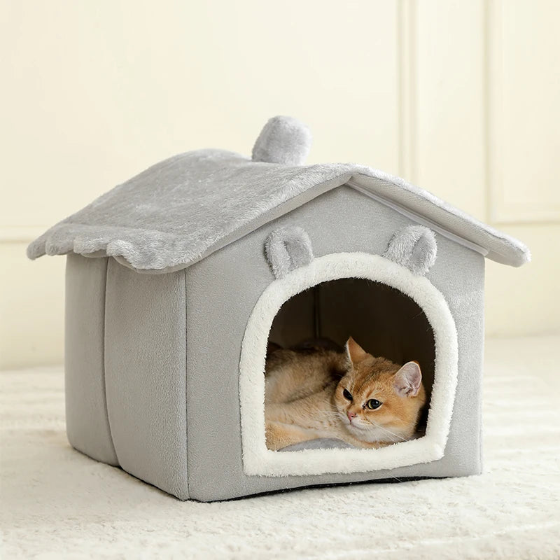 Soft Cotton Cat Bed Cozy Indoor Pet House for Cats Kittens