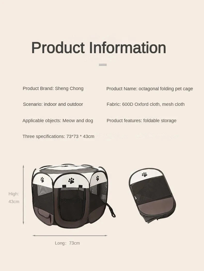 Foldable Oxford Cloth Pet Tent Portable Cat House & Small Dog Playpen