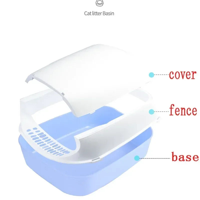 Kitty Sandbox Cat Litter Box Semi-enclosed Splashproof Cat Tray