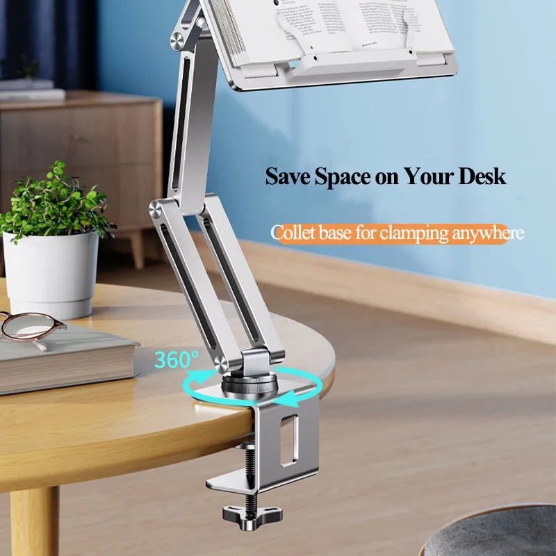 Oatsbasf Laptop Stand Clamp Tablet Hightening Support Holder Book Bracket Desktop Bed Lazy Stand 360°Rotating Hight Adjustable