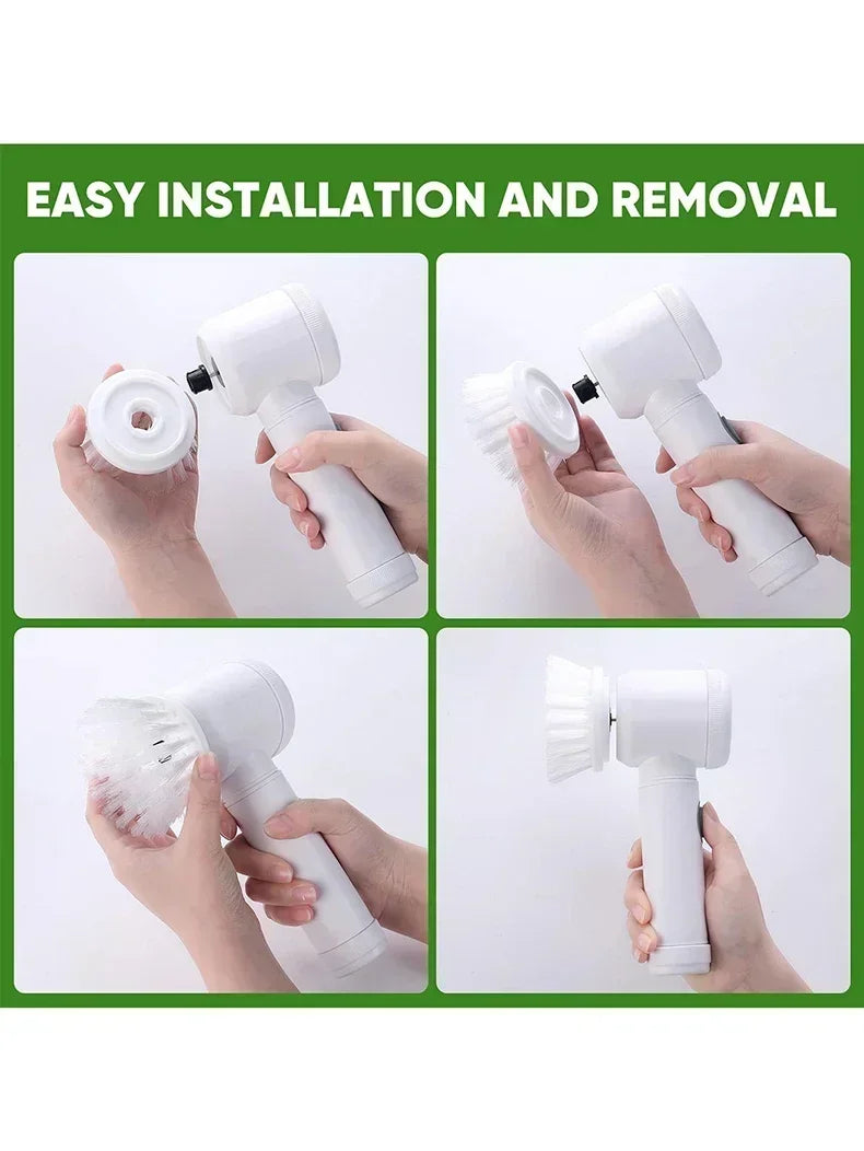 Rechargeable Cleaning Brush with 5 Replaceable Brush Heads