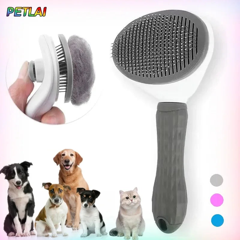 Cat & Dog Hair Removal Slicker Brush with Anti-Slip Handle