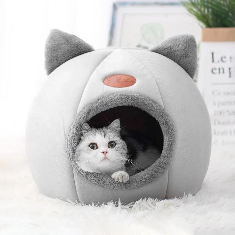 Warm Cat Cave Bed Removable Indoor House for Cats and Kittens