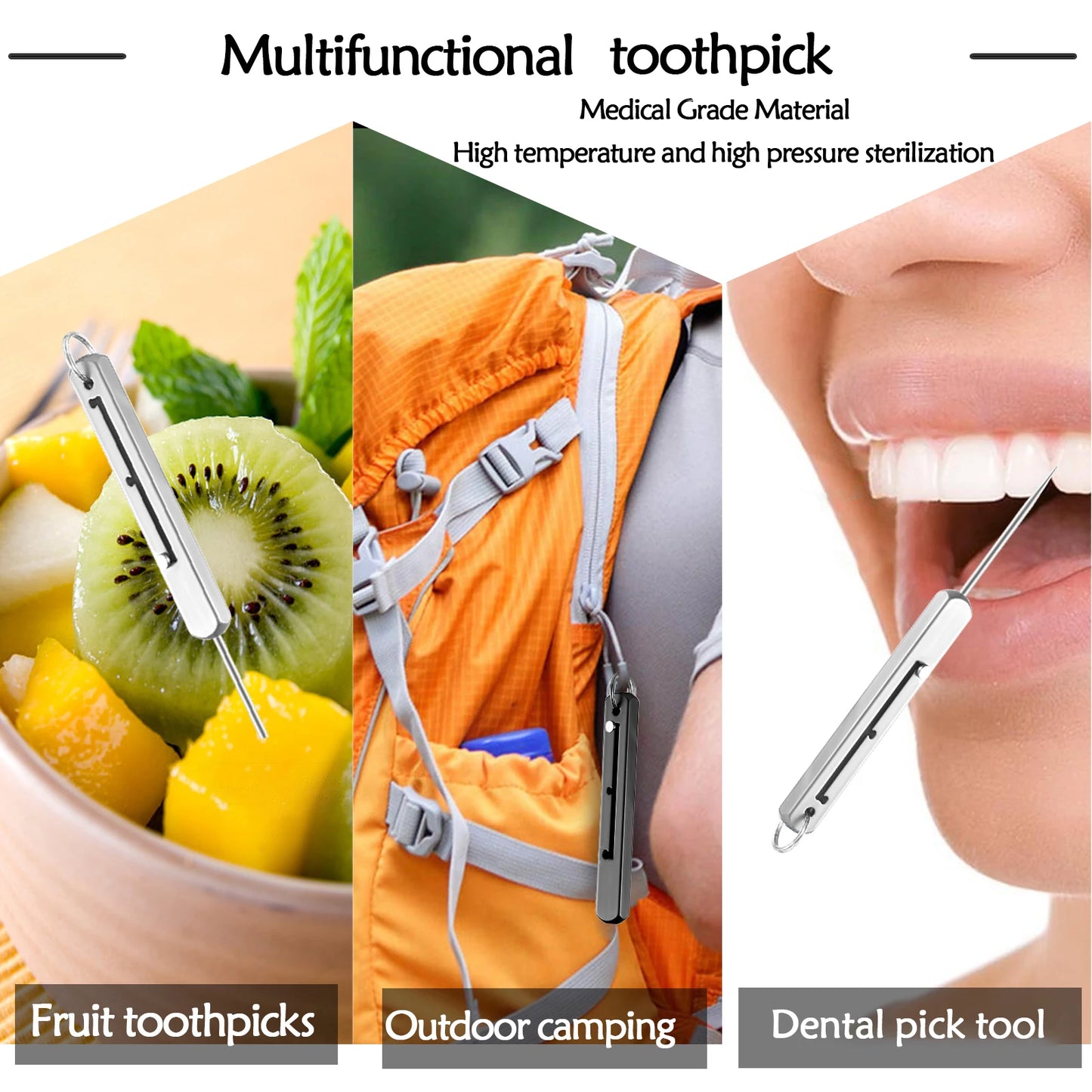Portable Titanium Toothpicks Pocket Toothpick Metal Toothpick Holder Outdoor Picnic Camping Convenient High Quality Toothpick