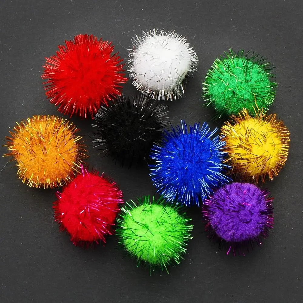 Cat Sparkle Balls Toy, 50-Piece Plush Play Ball Set
